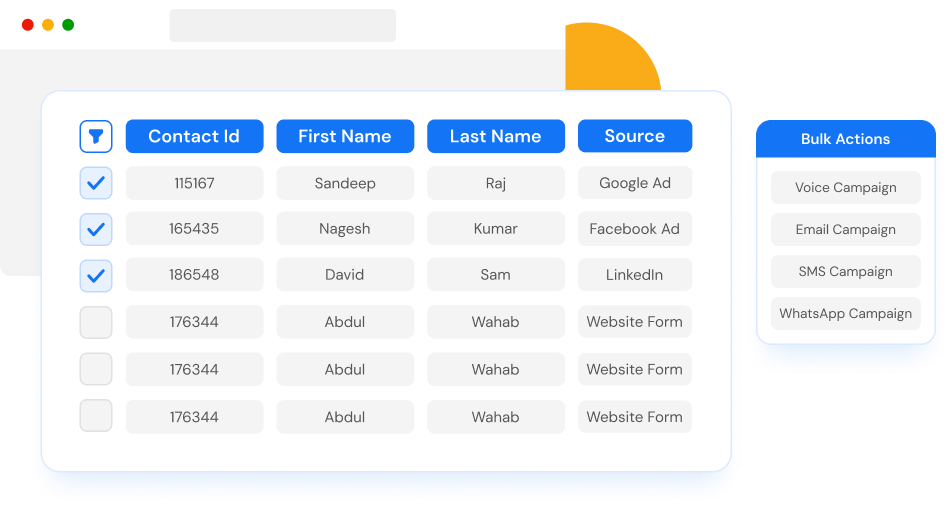 Let your team perform bulk activities on campaigns through the best contact management software.