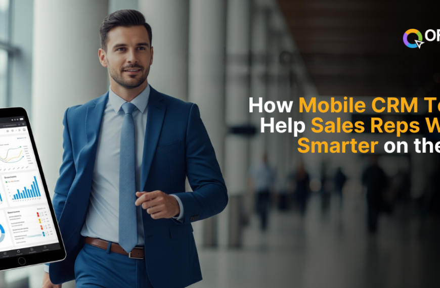 Business professional using mobile CRM tools on a tablet to manage sales data on the go