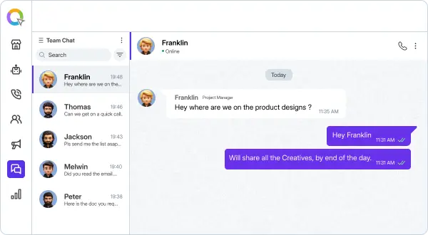 Built-In Team Communication (1) Coordinate tasks easily with internal collaboration tools in the custom application platform.