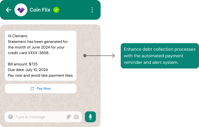 Payment reminders and alerts using Whatsapp marketing software